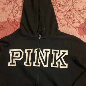 pink black zip up sweater